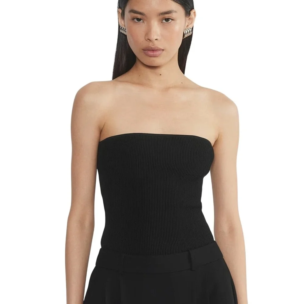 Aritzia Babaton Sculpt Knit Tube Top Black 2XS Strapless Ribbed Bodice